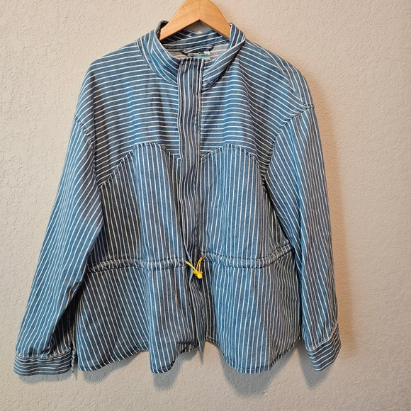 Future Collective Jackets & Blazers - Future Collective Gabriella Karefa-Johnson Striped Denim Jacket Blue White 1X